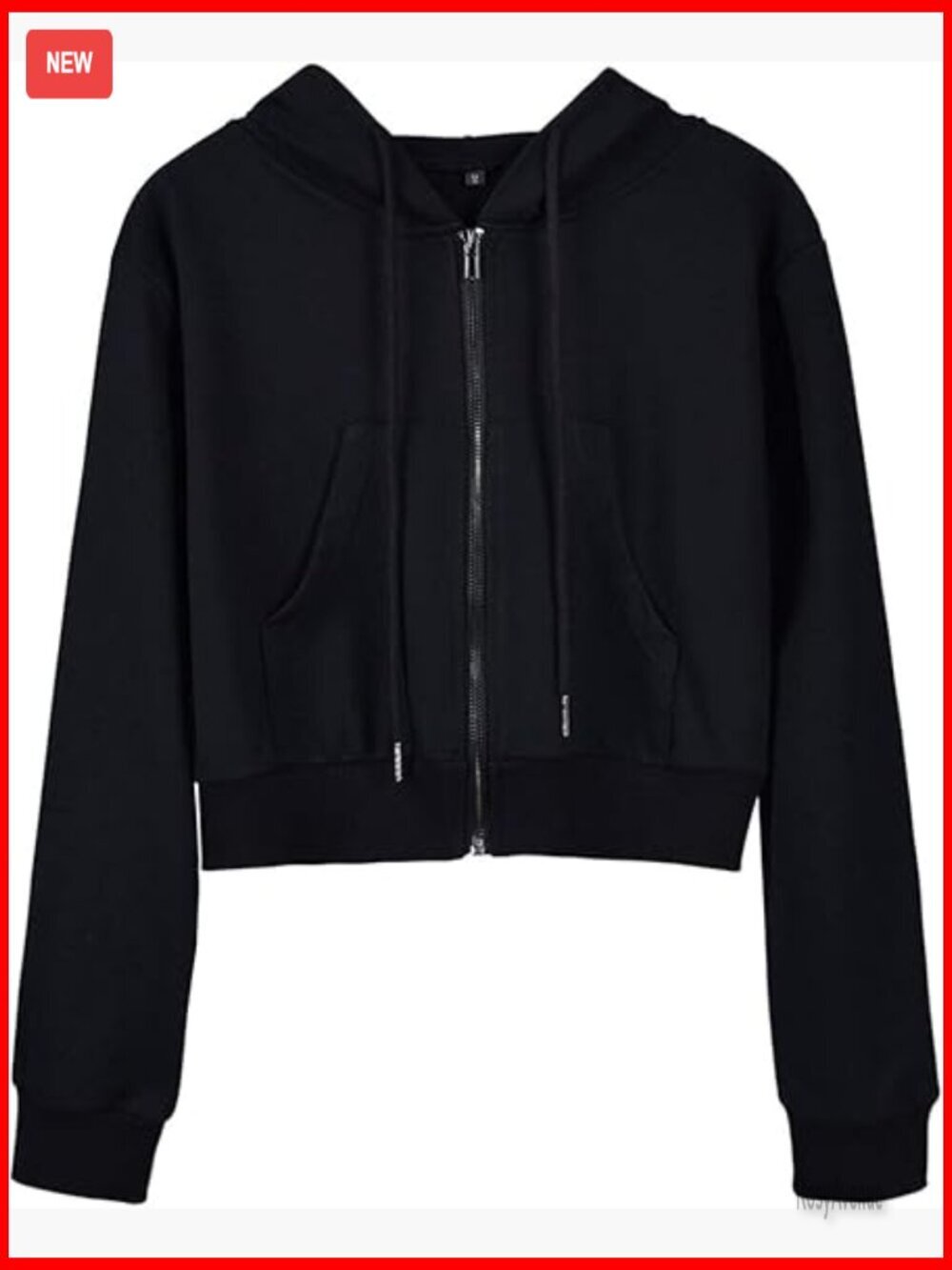 Cropped Zip Up Hoodie Women Casual Long Sleeve Drawstring Jacket Sweatshirt